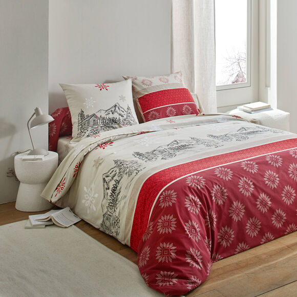 Linge de lit Montana en coton (rouge)