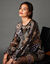 Robe droite imprimé patchwork (noir / beige)
