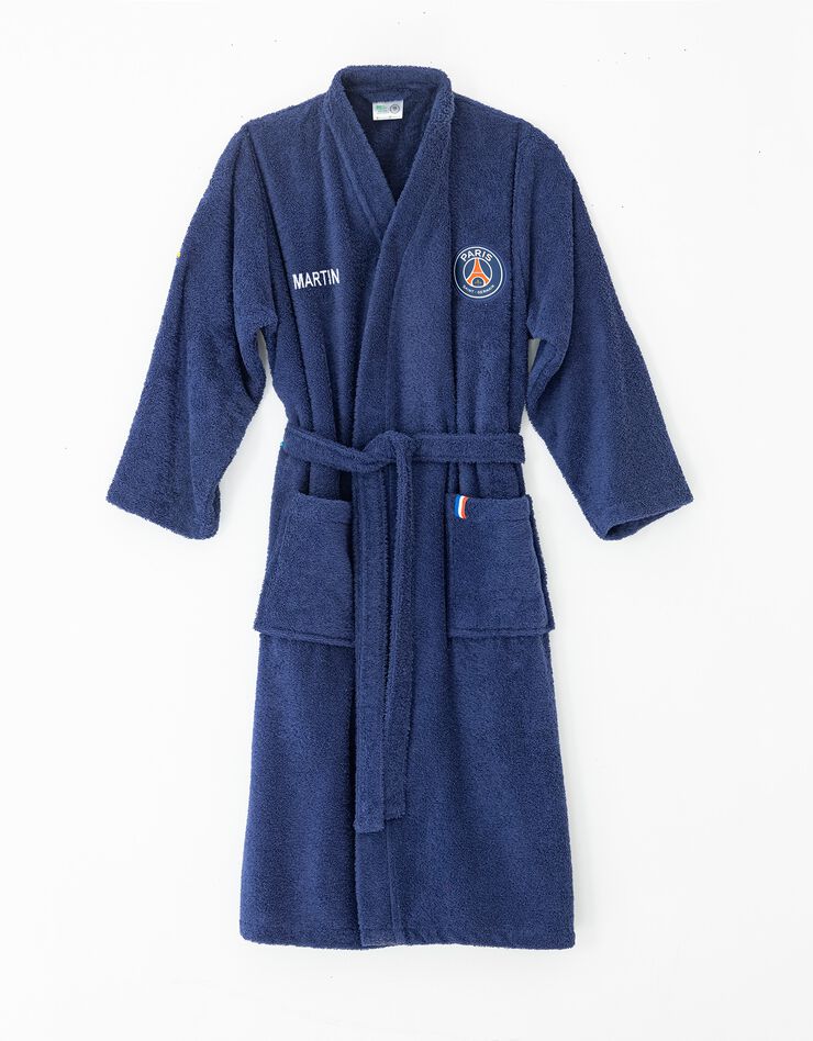 Peignoir de bain adulte col kimono PSG® personnalisable éponge (bleu)