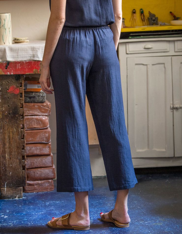 Pantacourt coupe large viscose-lin (indigo) Pantacourt coupe large viscose-lin (indigo)