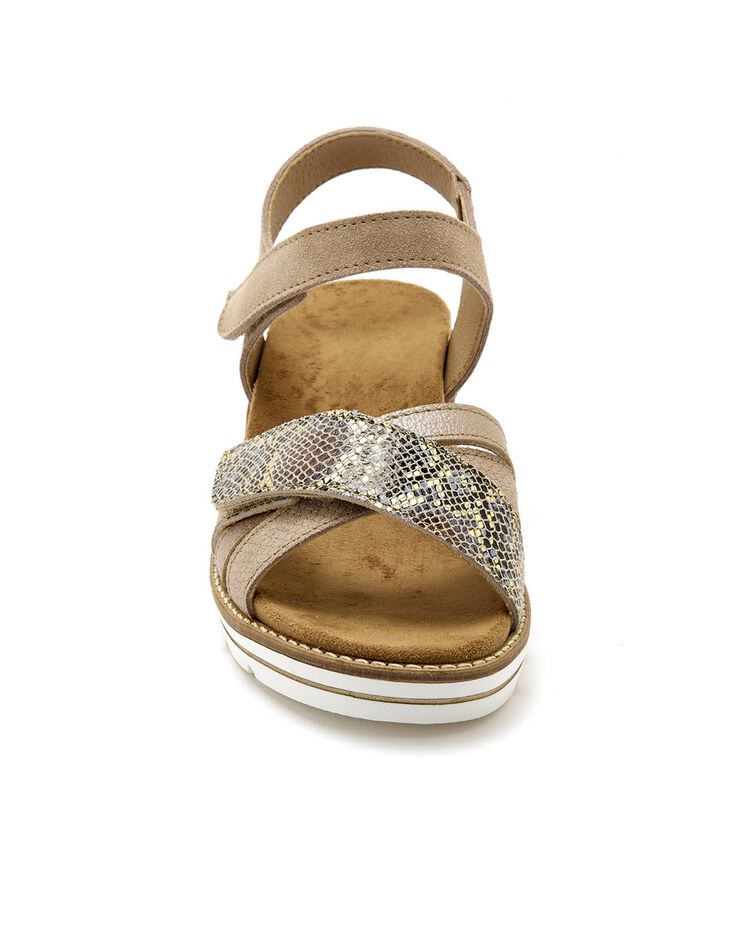 Sandales scratchées, petit compensé (beige) Sandales scratchées, petit compensé (beige)