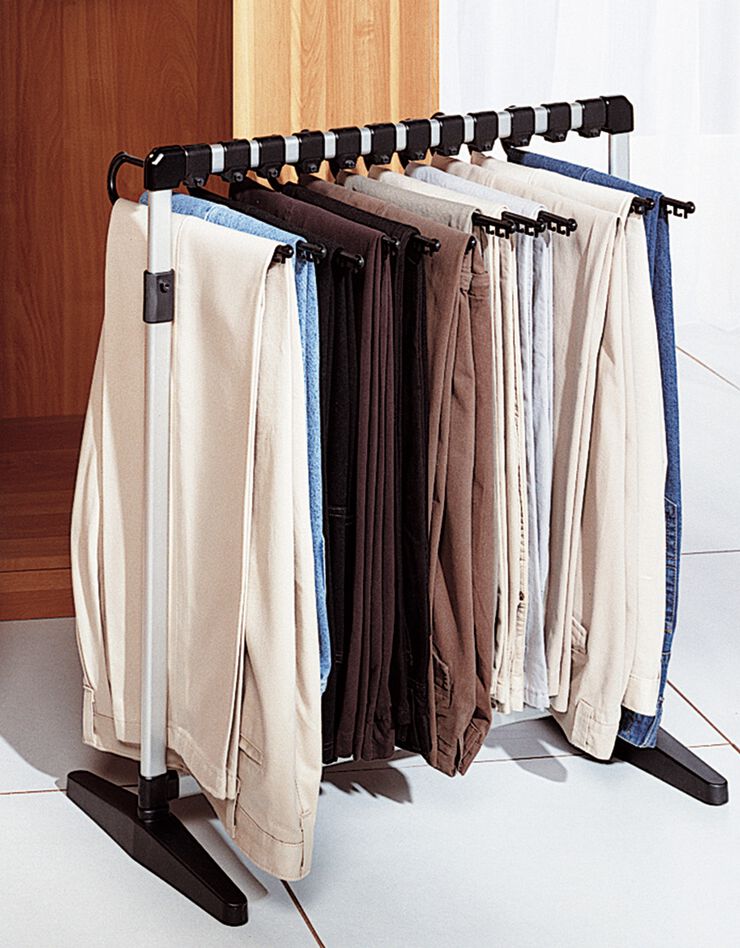Porte pantalons sur pieds réglable en hauteur (noir)