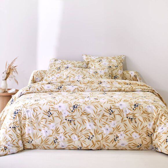 Linge de lit Anna en coton imprim&eacute; (beige)