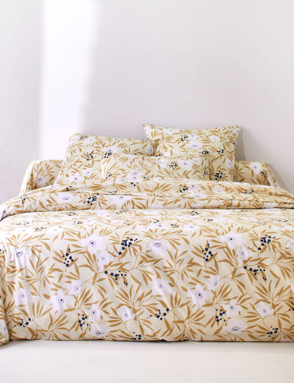 Linge de lit Anna en coton imprim&eacute; (beige)
