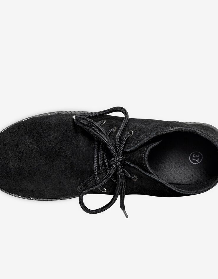 Bottines à lacet en croûte de cuir (noir) Bottines à lacet en croûte de cuir (noir)