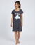 Chemise de nuit courte coton imprim&eacute; banquise, manches courtes (ardoise)