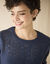 Pull col rond maille ajourée, toucher doux (marine)