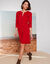 Robe pull boutonnée, manches longues (rouge foncé)