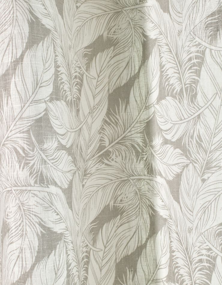 Rideau en ramie imprimé feuillages (gris)