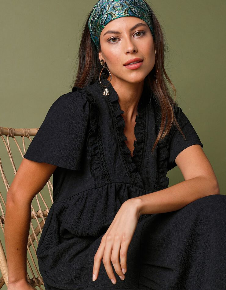 Robe longue encolure fantaisie  (noir)