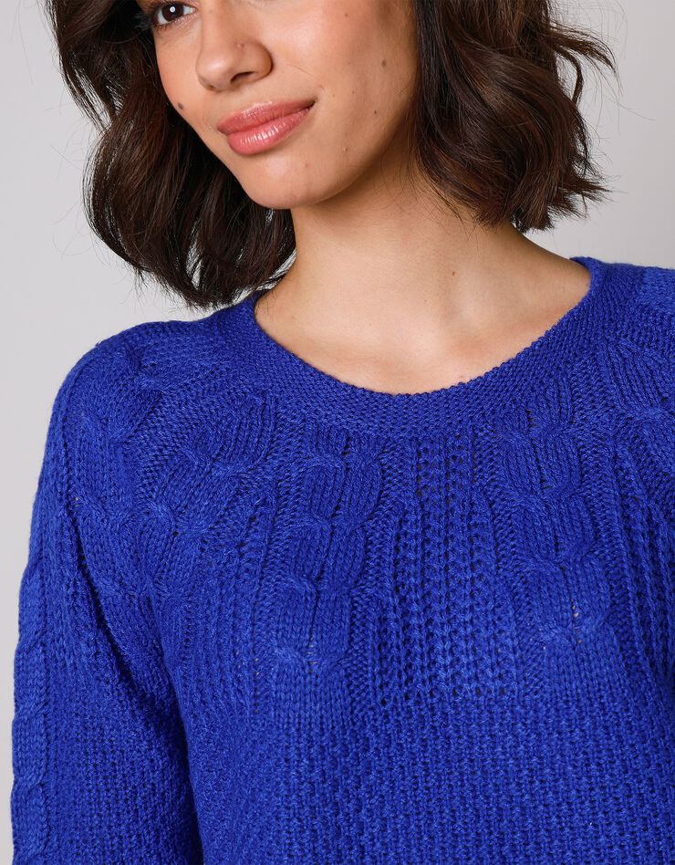 Pull en maille torsadée (bleu dur) Pull en maille torsadée (bleu dur)