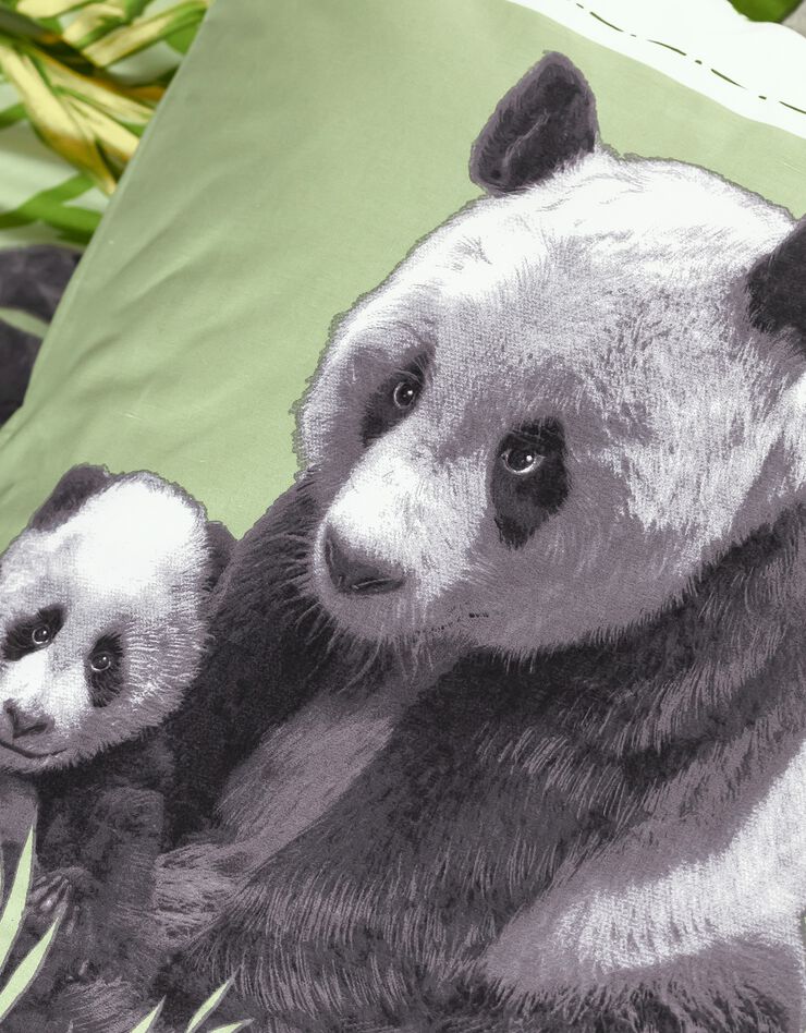 Linge de lit enfant imprimé Pandas - polycoton (vert)
