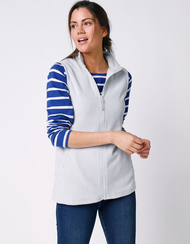 Veste polaire zippée sans manches (gris perle)