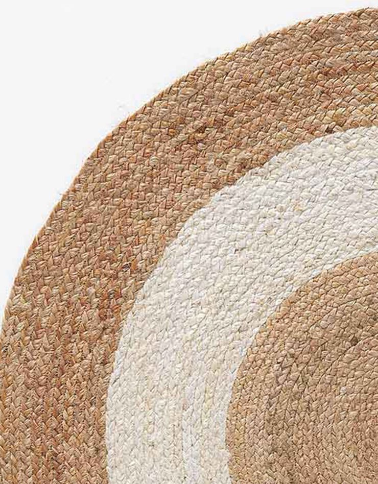 Tapis rond bicolore blanc en jute (blanc / naturel)
