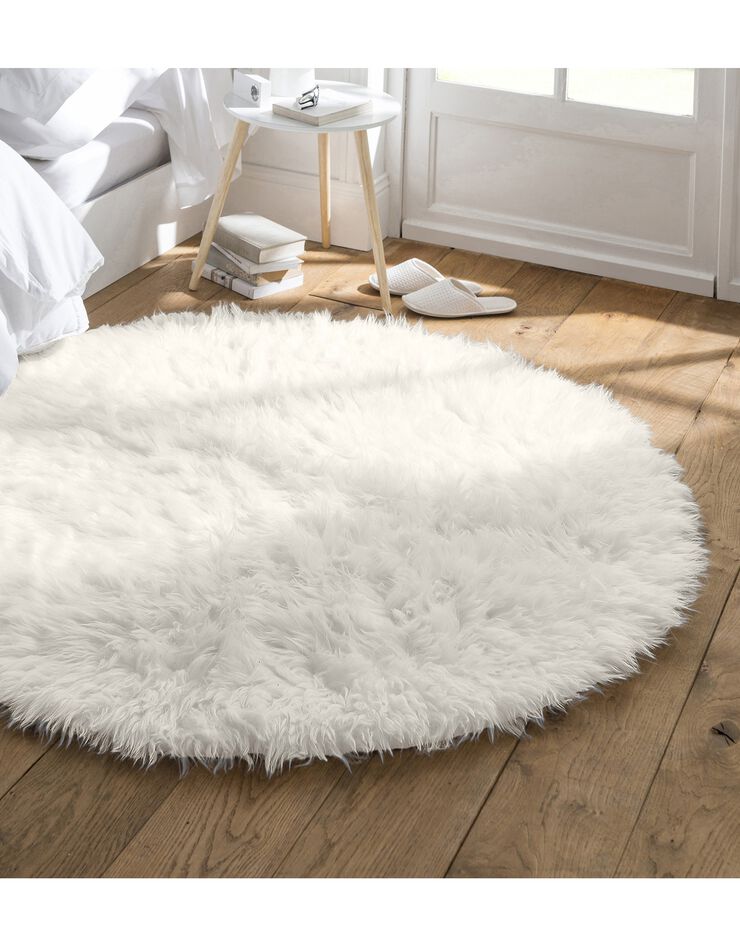 Tapis rond poils longs (naturel) Tapis rond poils longs (naturel)