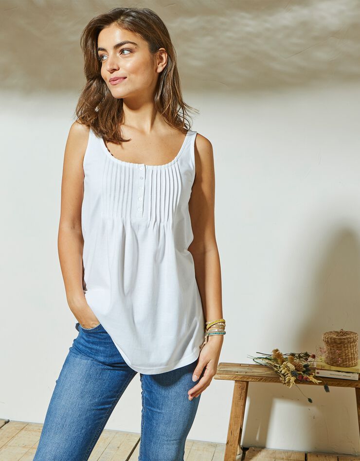 Débardeur plastron uni (blanc)