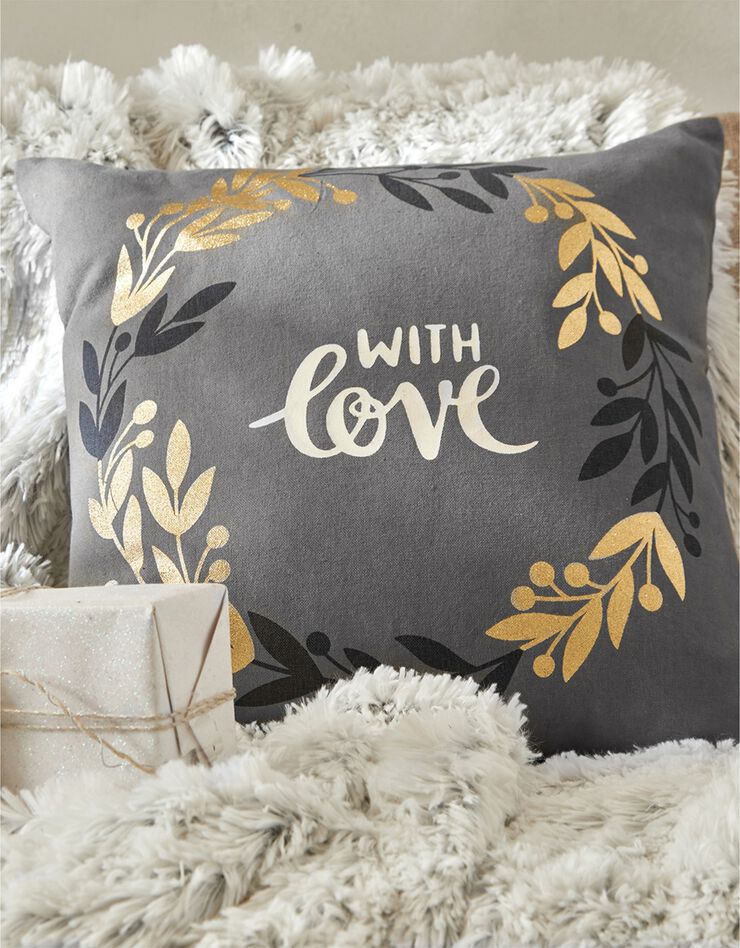 Housses de coussins imprimées de Noël - lot de 2 <br/> (gris / beige) Housses de coussins imprimées de Noël - lot de 2 <br/> (gris / beige)