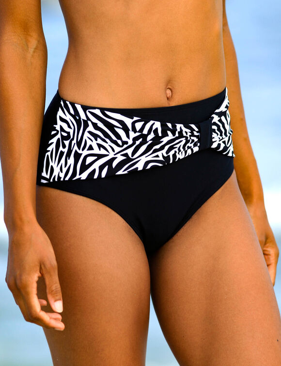 Bas de maillot de bain taille haute uni - effet drap&eacute; (noir)