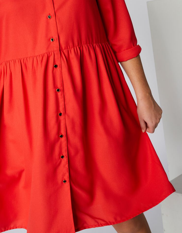 Robe chemisier unie, crêpe (capucine) Robe chemisier unie, crêpe (capucine)
