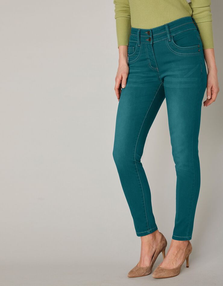 Jean 7/8ème fuselé couleur stretch (émeraude)