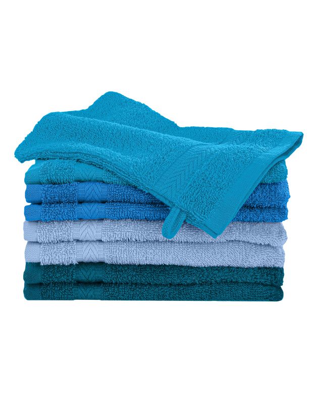Gant de toilette coton camaïeu bleu - lot de 8 (camaieu bleu)