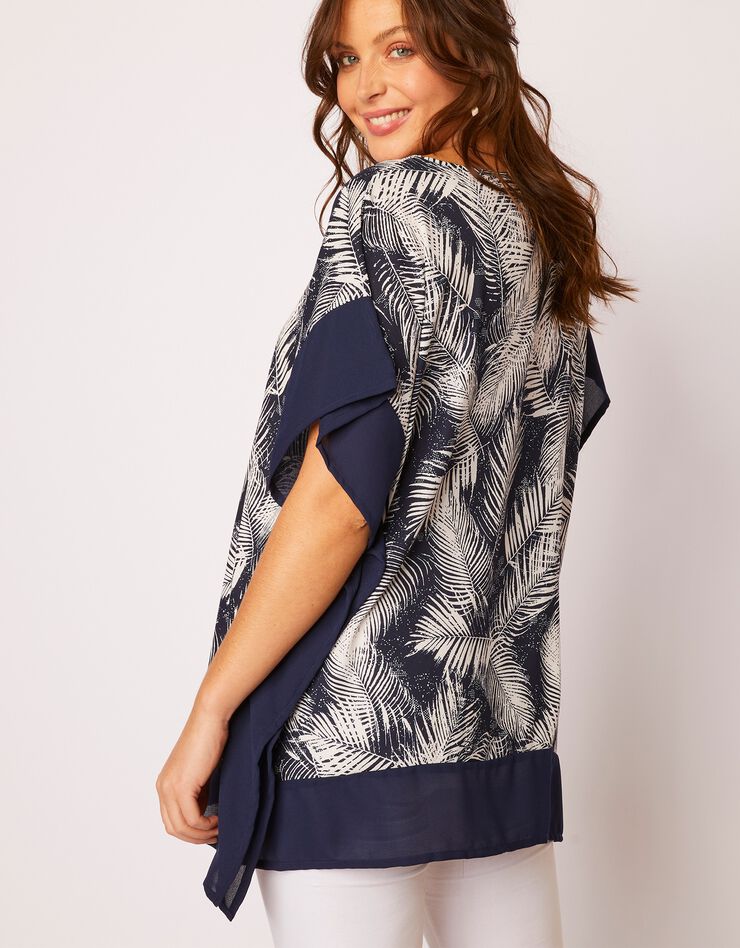 Blouse poncho imprimée (marine) Blouse poncho imprimée (marine)