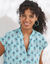 Blouse sans manches imprimée, crépon (turquoise)