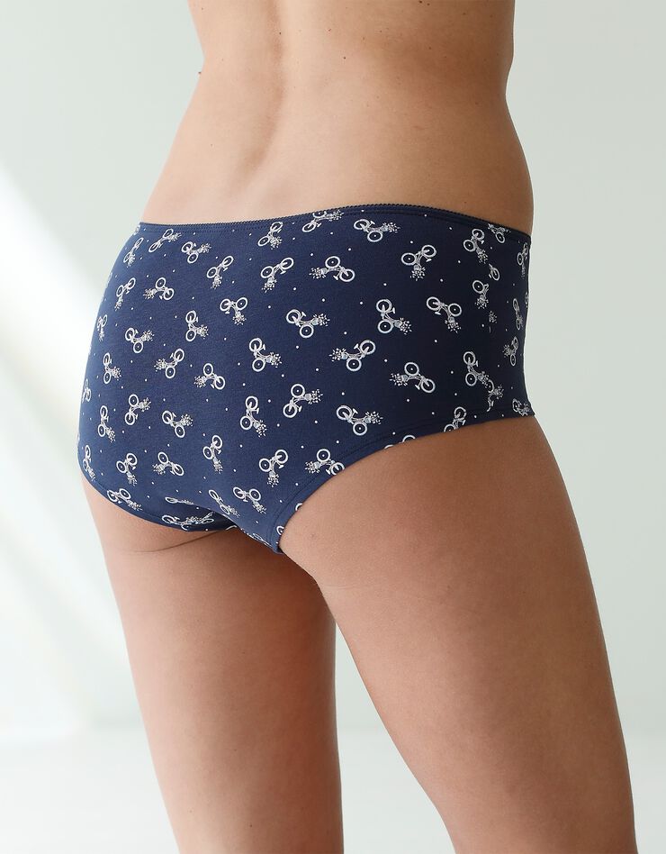 Shorty coton imprimé "bicyclette" - lot de 4 (marine / rose) Shorty coton imprimé "bicyclette" - lot de 4 (marine / rose)
