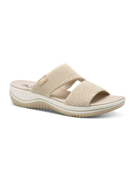 Mules compens&eacute;es, semelle confort (beige)