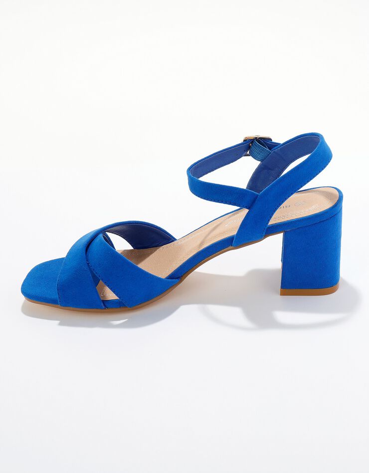 Sandales à talon brides croisées (bleu)