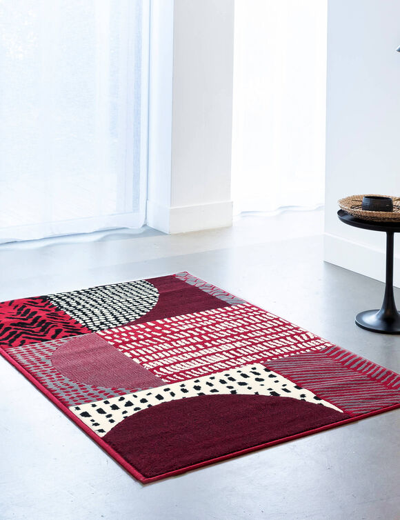 Tapis décoratif motif géométrique (rouge)