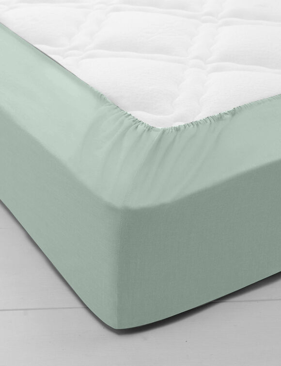 Drap-housse uni coton grands bonnets 40 cm (vert amande)
