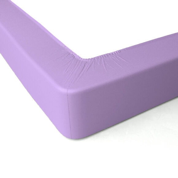 Drap-housse uni percale bonnets 40 cm (parme grisé)