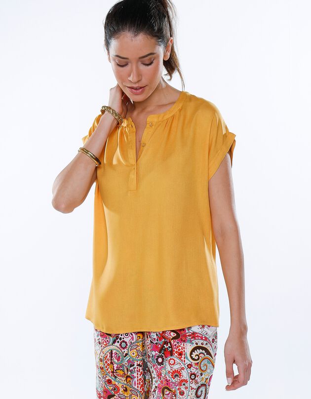 Blouse boutonnée unie  (curry)