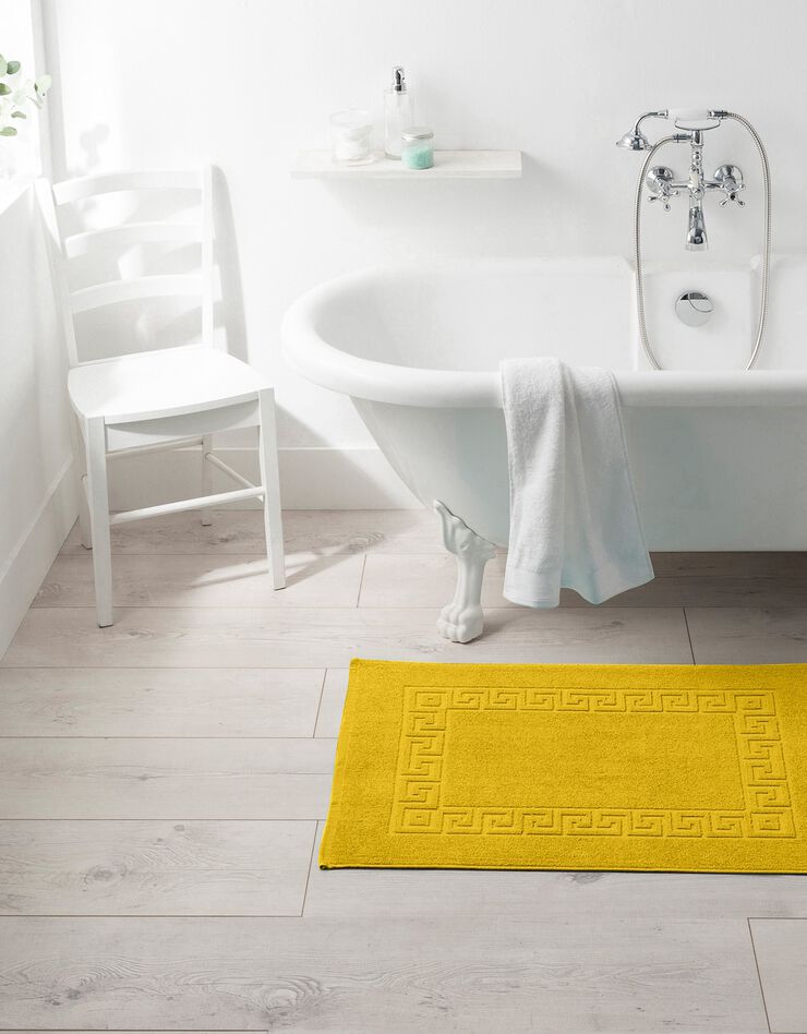Tapis de bain éponge liteau motif frise grecque (curry) Tapis de bain éponge liteau motif frise grecque (curry)