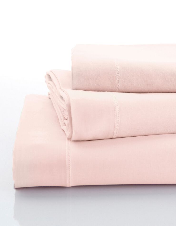 Linge de lit uni coton (rose poudré)