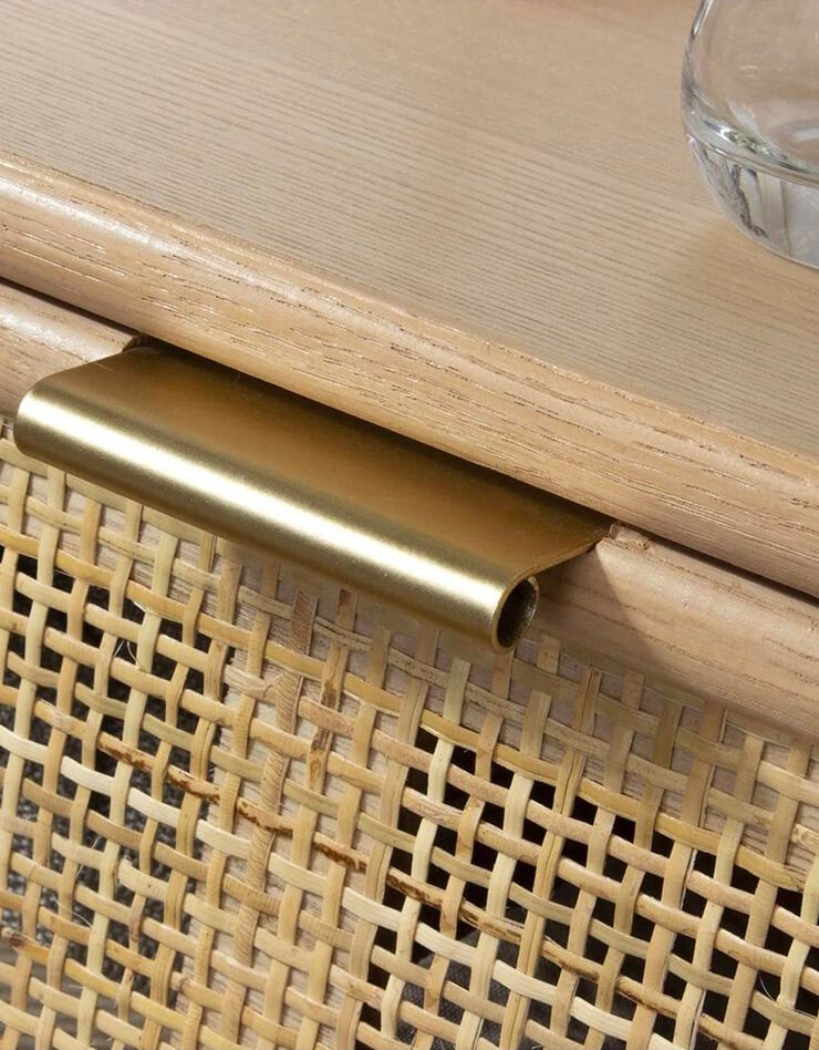 Commode 3 tiroirs RANAË - bois et cannage rotin (naturel)