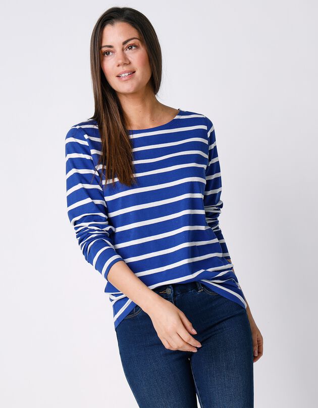 T-shirt marinière manches longues, coton biologique (bleu dur / blanc)