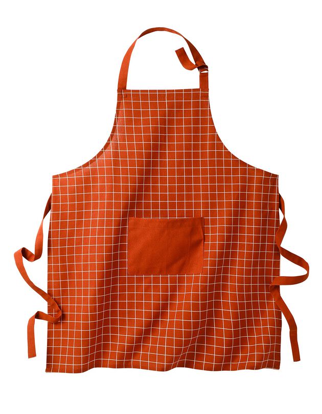 Tablier de cuisine à carreaux forme bavette - coton (terracotta)