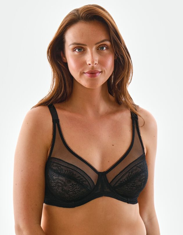 Soutien-gorge minimiseur en tulle et dentelle Camana - avec armatures (noir)