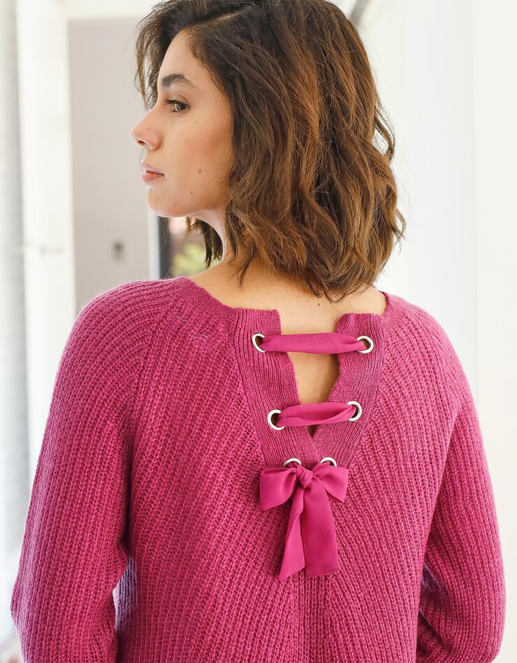 Pull dos lacé toucher mohair (violine) Pull dos lacé toucher mohair (violine)
