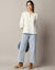 Blouse manches 3/4, broderies papillons (blanc)