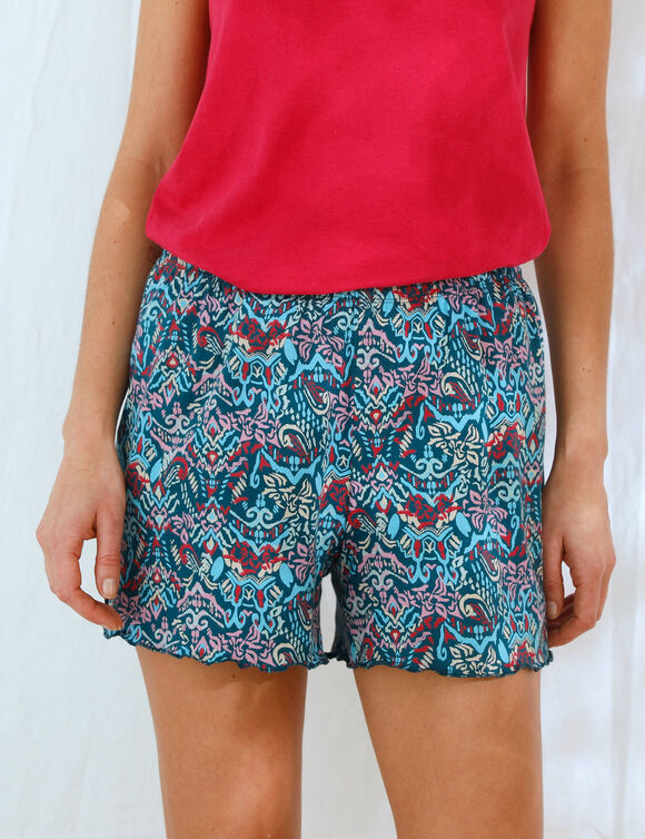 Short de pyjama imprimé Ikat (bleu canard / bleu)