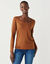 T-shirt col rond uni, maille douce (caramel)