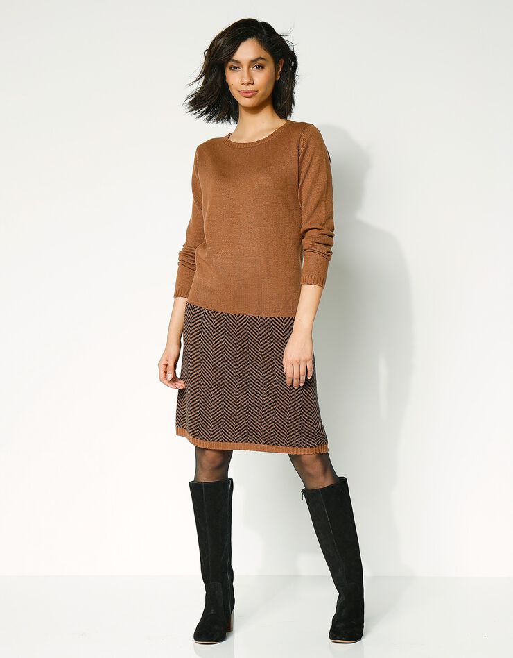 Robe pull, base jacquard (caramel / noir) Robe pull, base jacquard (caramel / noir)