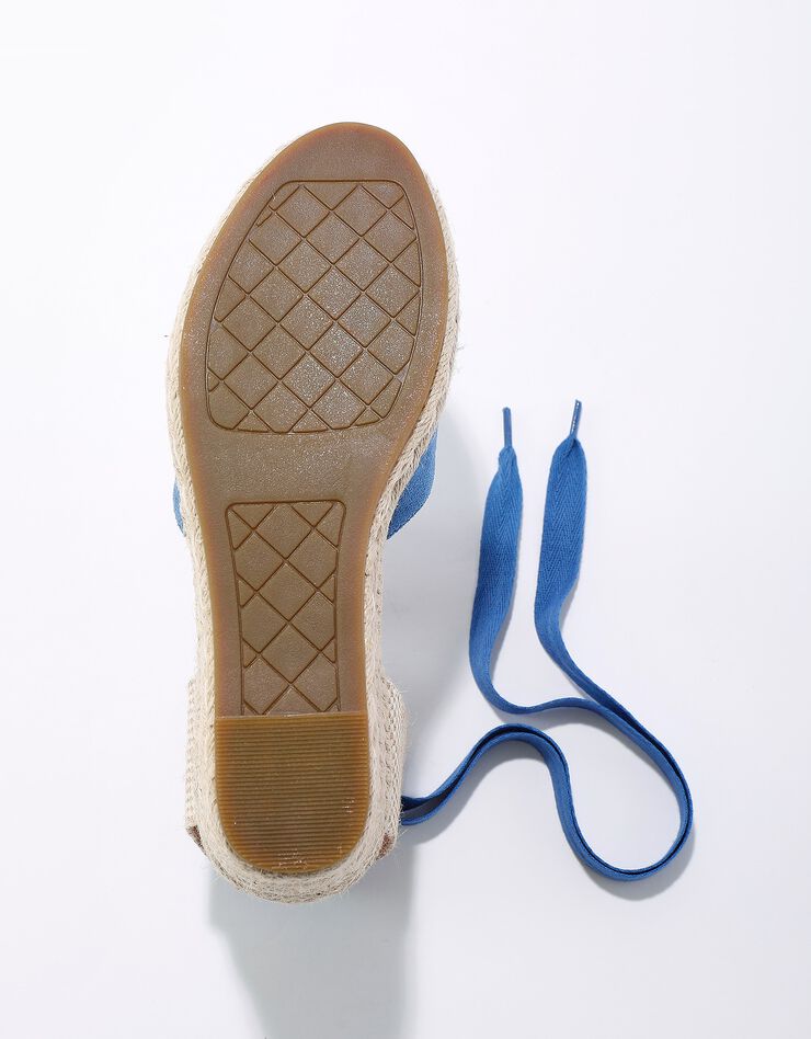Sandales compensées corde avec liens à nouer (bleu) Sandales compensées corde avec liens à nouer (bleu)