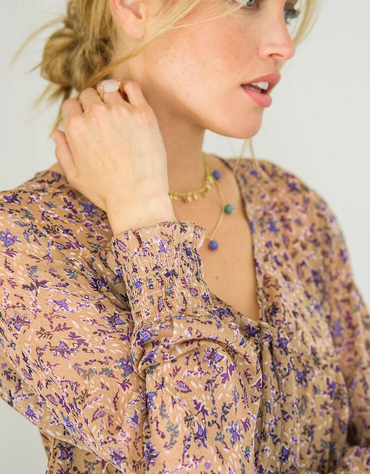 Blouse lavallière imprimée (havane) Blouse lavallière imprimée (havane)