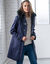 Duffle-coat capuche fausse fourrure uni (marine)