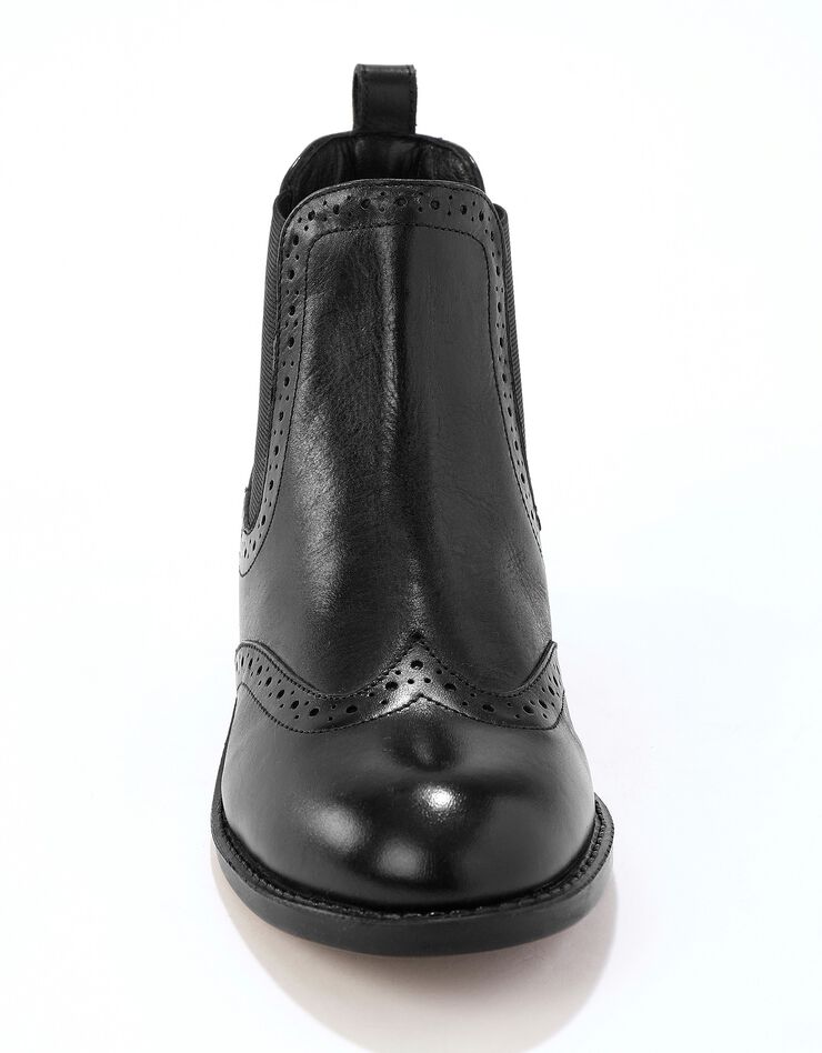 Boots perforées en cuir femme - noir (noir)
