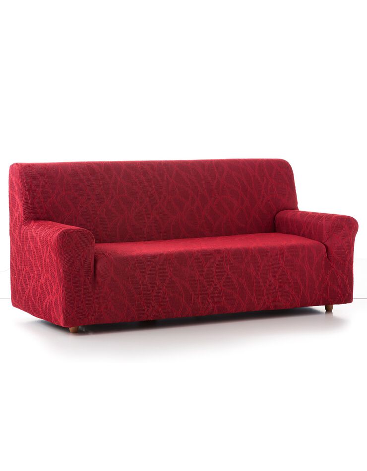 Housse extensible motif jacquard pour fauteuil et canapé  (rouge)